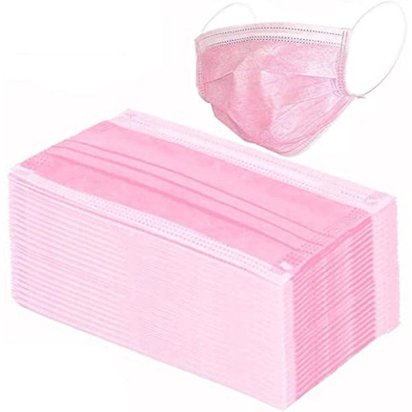 Pink Adult 3 Ply Disposable Face Mask