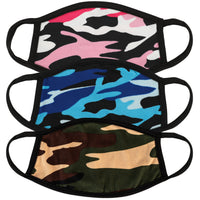 Childrens Washable Camo Print Variety Pack Cloth Face Masks -Made in USA- 3 Masks